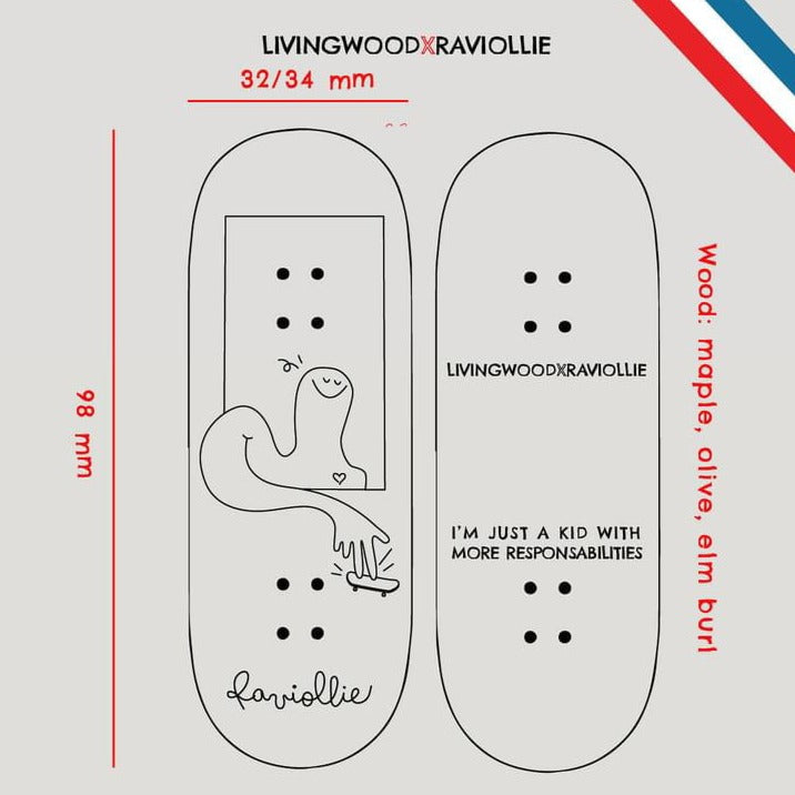 Livingwood x Raviollie - LE 핑거보드 "Bliss" 데크